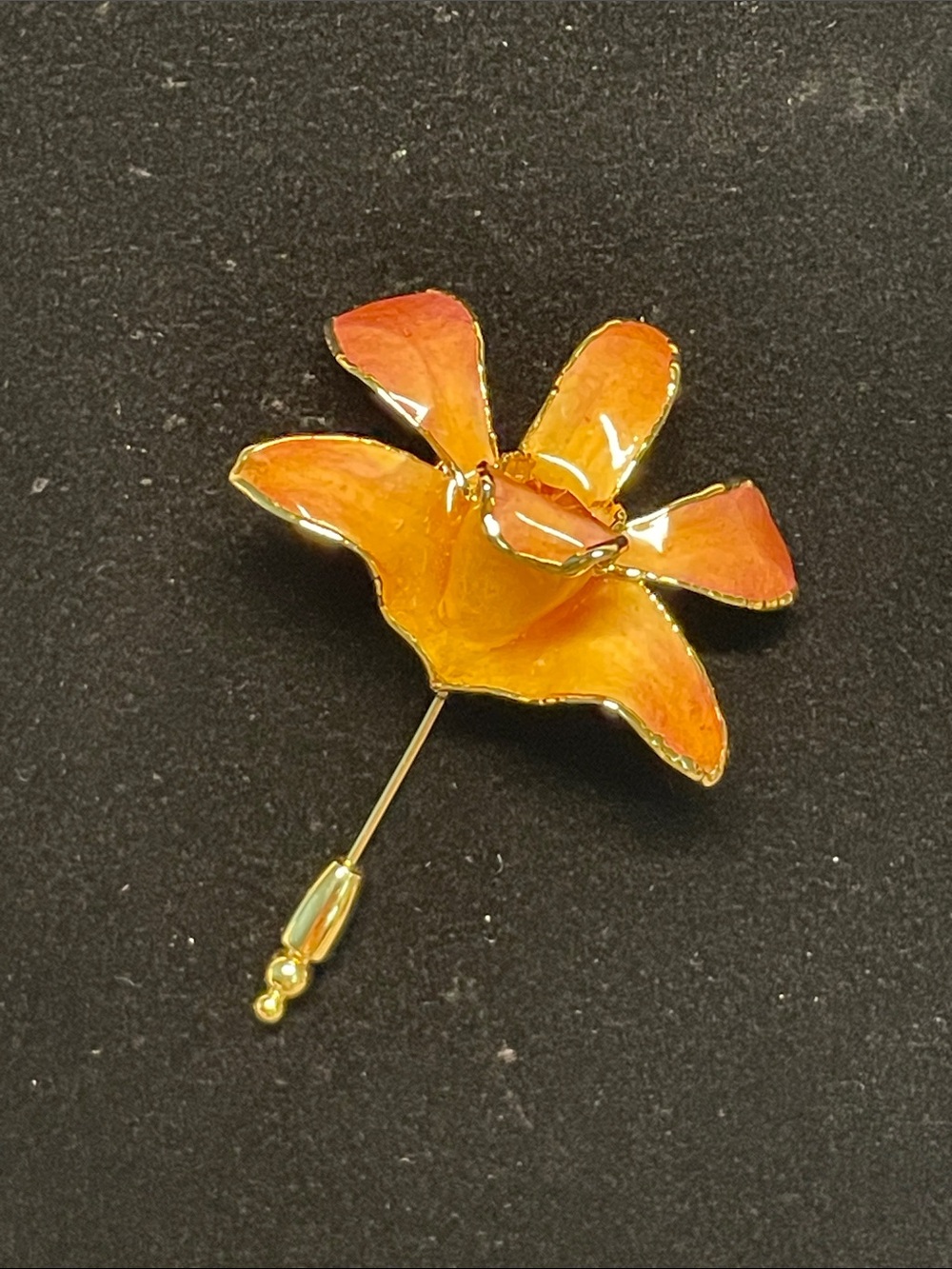 Gold-Tone Orange Enamel Flower Lapel Pin - Women's Jewelry